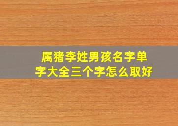 属猪李姓男孩名字单字大全三个字怎么取好