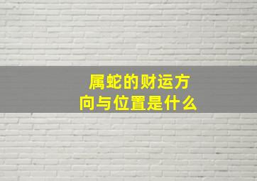 属蛇的财运方向与位置是什么