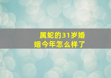 属蛇的31岁婚姻今年怎么样了