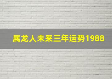 属龙人未来三年运势1988