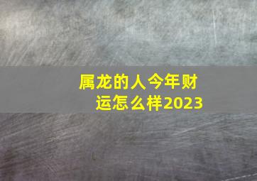 属龙的人今年财运怎么样2023