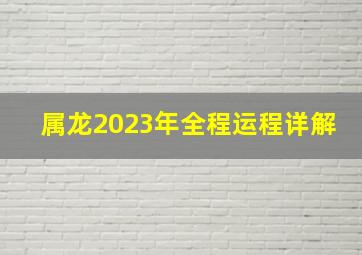 属龙2023年全程运程详解