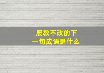 屡教不改的下一句成语是什么