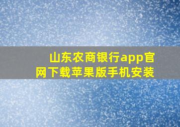 山东农商银行app官网下载苹果版手机安装