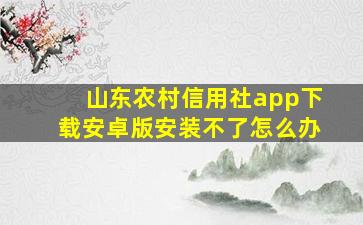 山东农村信用社app下载安卓版安装不了怎么办