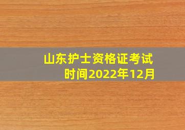 山东护士资格证考试时间2022年12月