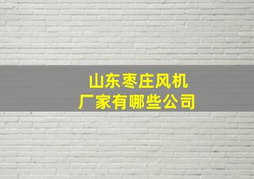 山东枣庄风机厂家有哪些公司