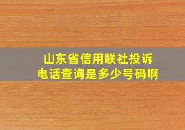 山东省信用联社投诉电话查询是多少号码啊