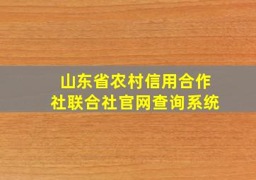 山东省农村信用合作社联合社官网查询系统