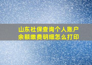 山东社保查询个人账户余额缴费明细怎么打印