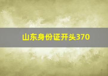 山东身份证开头370