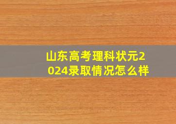 山东高考理科状元2024录取情况怎么样