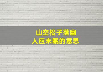 山空松子落幽人应未眠的意思