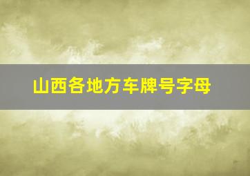 山西各地方车牌号字母