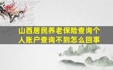 山西居民养老保险查询个人账户查询不到怎么回事