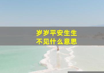 岁岁平安生生不见什么意思