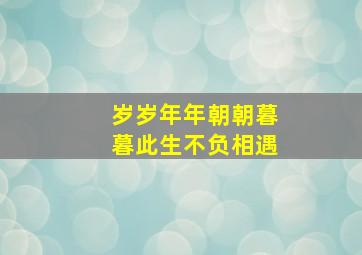 岁岁年年朝朝暮暮此生不负相遇