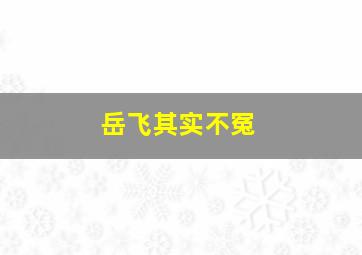 岳飞其实不冤