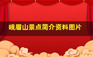 峨眉山景点简介资料图片