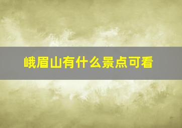 峨眉山有什么景点可看