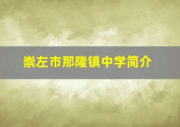 崇左市那隆镇中学简介