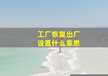 工厂恢复出厂设置什么意思