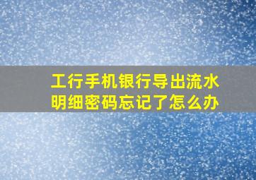 工行手机银行导出流水明细密码忘记了怎么办