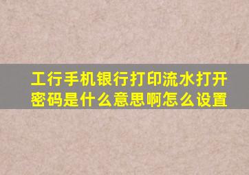 工行手机银行打印流水打开密码是什么意思啊怎么设置