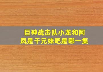 巨神战击队小龙和阿凤是干兄妹吧是哪一集