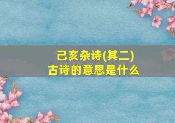 己亥杂诗(其二)古诗的意思是什么