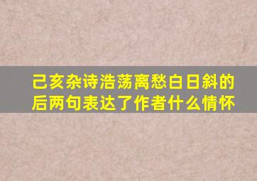 己亥杂诗浩荡离愁白日斜的后两句表达了作者什么情怀