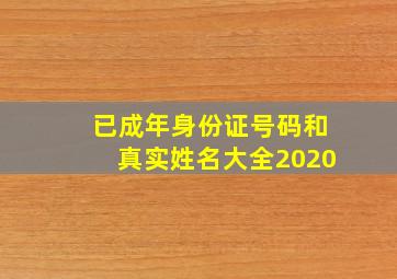 已成年身份证号码和真实姓名大全2020