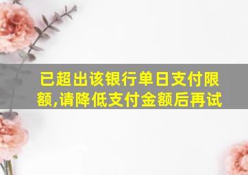 已超出该银行单日支付限额,请降低支付金额后再试