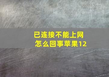 已连接不能上网怎么回事苹果12