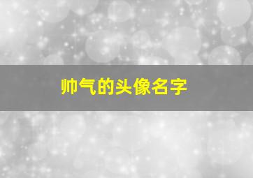 帅气的头像名字