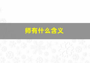 师有什么含义