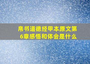 帛书道德经甲本原文第6章感悟和体会是什么