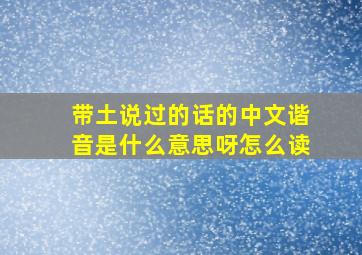 带土说过的话的中文谐音是什么意思呀怎么读