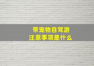 带宠物自驾游注意事项是什么