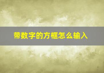 带数字的方框怎么输入