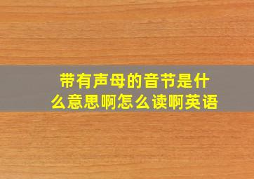 带有声母的音节是什么意思啊怎么读啊英语