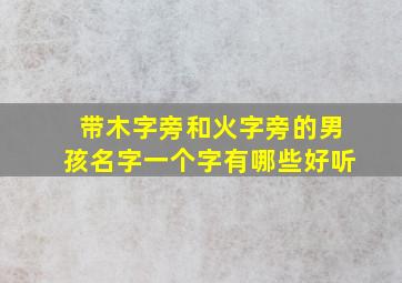 带木字旁和火字旁的男孩名字一个字有哪些好听