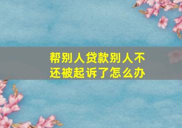 帮别人贷款别人不还被起诉了怎么办