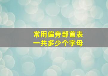 常用偏旁部首表一共多少个字母