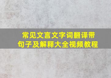 常见文言文字词翻译带句子及解释大全视频教程