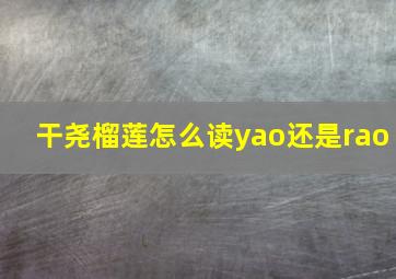 干尧榴莲怎么读yao还是rao