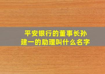 平安银行的董事长孙建一的助理叫什么名字