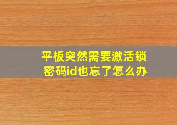 平板突然需要激活锁密码id也忘了怎么办