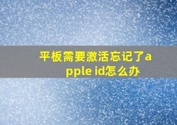 平板需要激活忘记了apple id怎么办