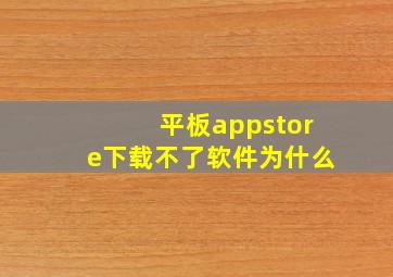 平板appstore下载不了软件为什么